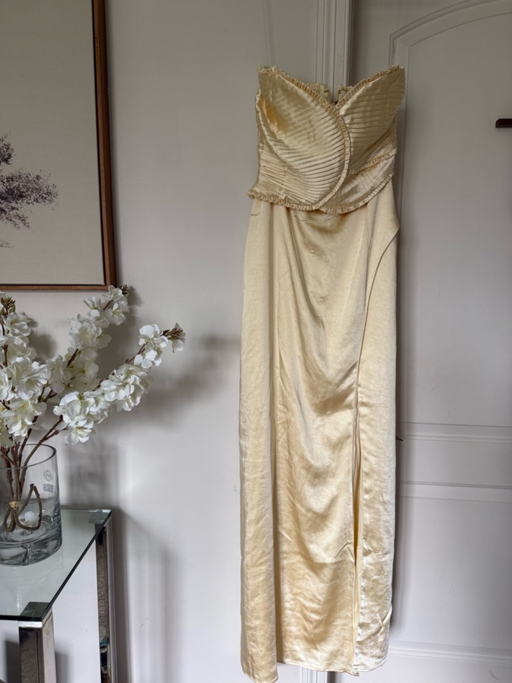 Meshki Butter Yellow Satin Strapless Dress NWT 🏷️